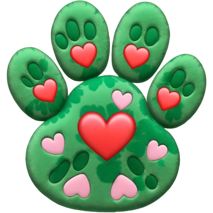 G.reen paw print with a heart emoji