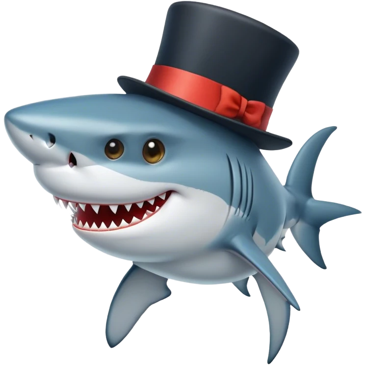 Shark with a top hat emoji