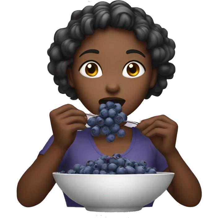 Girl eating blueberries emoji
