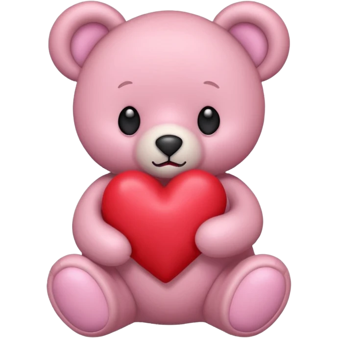 pink pastel teddy bear hold red heart emoji