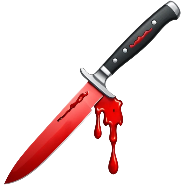  A knife with a black cutting handle with dripping blood on it emoji