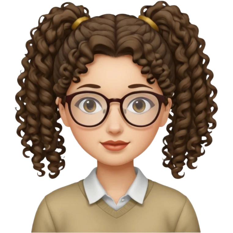 hija con gafas y cabello rizos con una coleta alta emoji