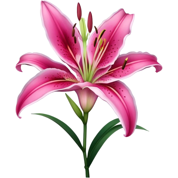 single Deep Pink Oriental Lily with White Edge, straight stem emoji