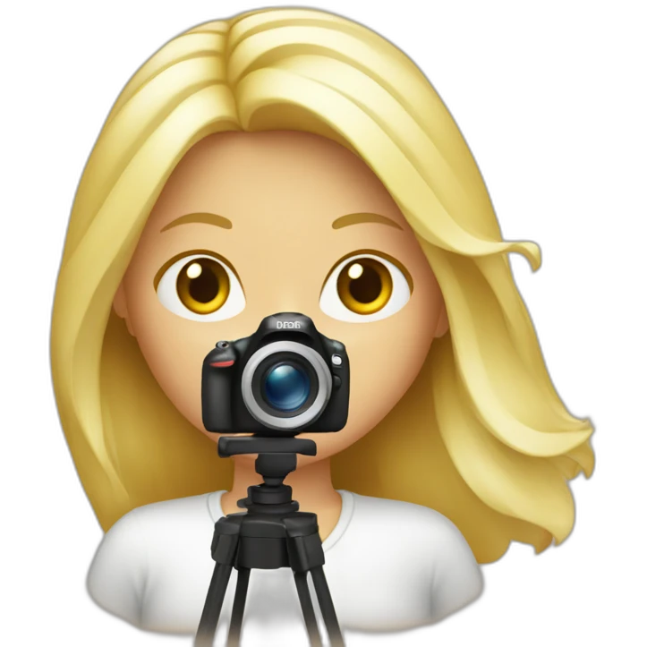 The blonde with photo camera emoji