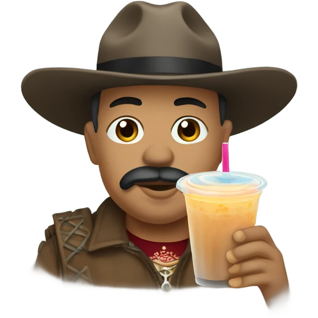 Pancho villa drinking bubble tea emoji