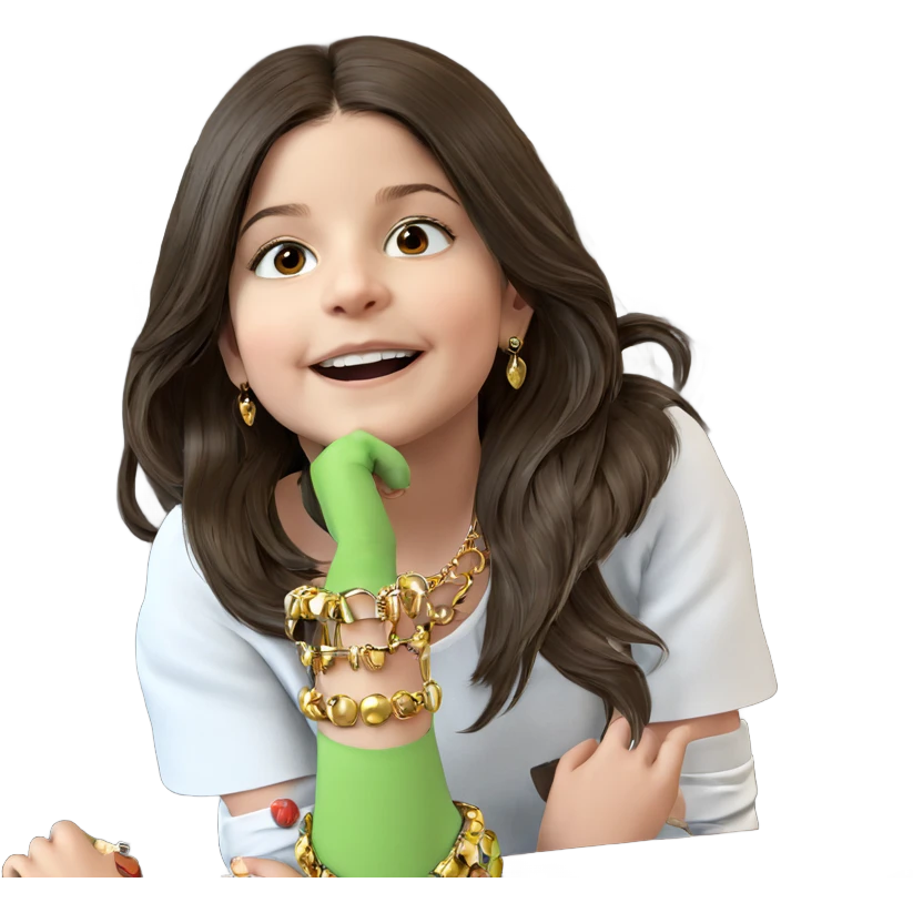 girl on couch with jewelry emoji