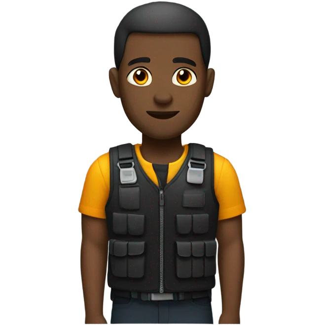 black man standing full body with stab vest  emoji
