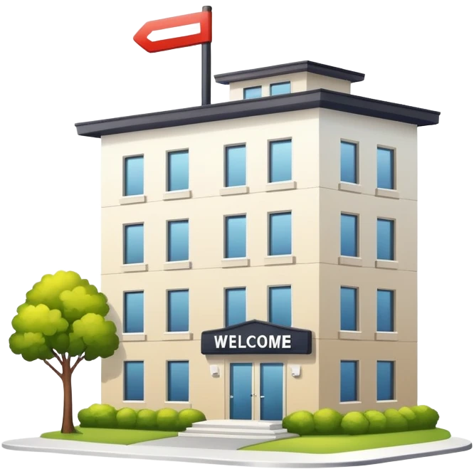 Housing apartment building with welcome sign emoji