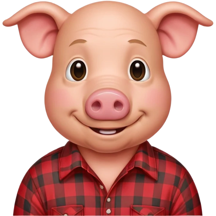 smiling bald pig man in red plaid shirt with floppy ears  emoji