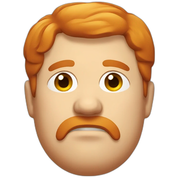 red hair fat man squinting eyes emoji
