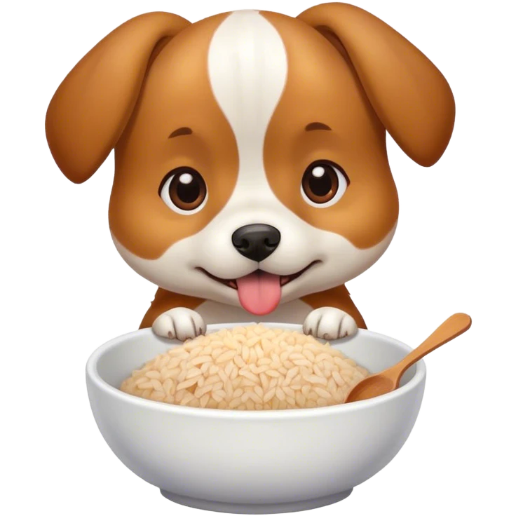 Dog eating rice and chicken  emoji