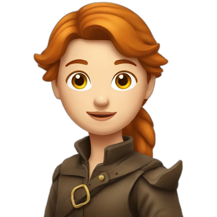 Fille rousse sur un cheval emoji