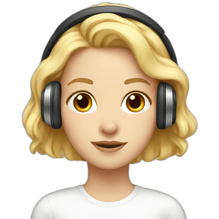 white girl face with headphones emoji