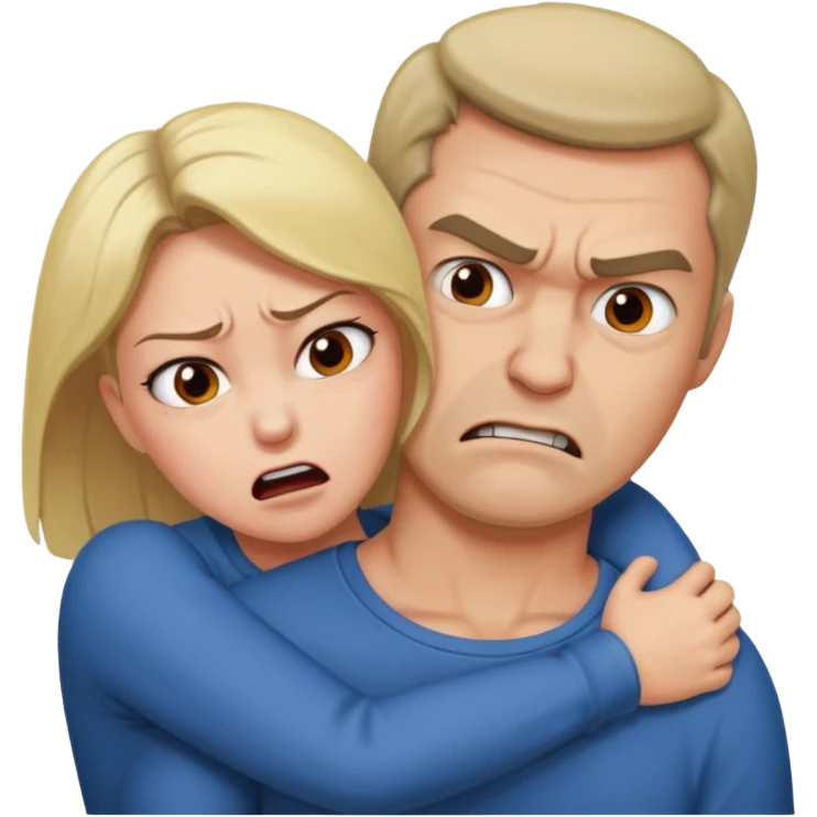 Une homme possessif qui essaye d’attraper le cou de sa femme emoji