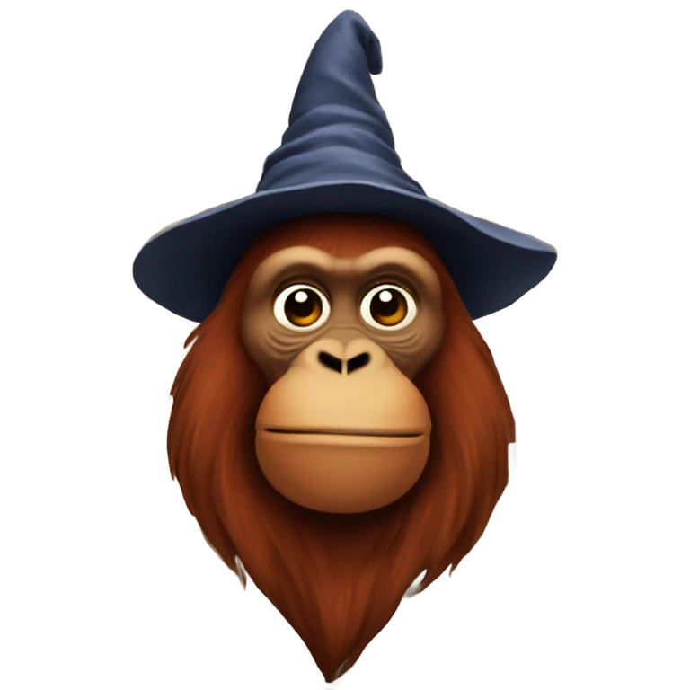 Orangutan wizard in a library emoji