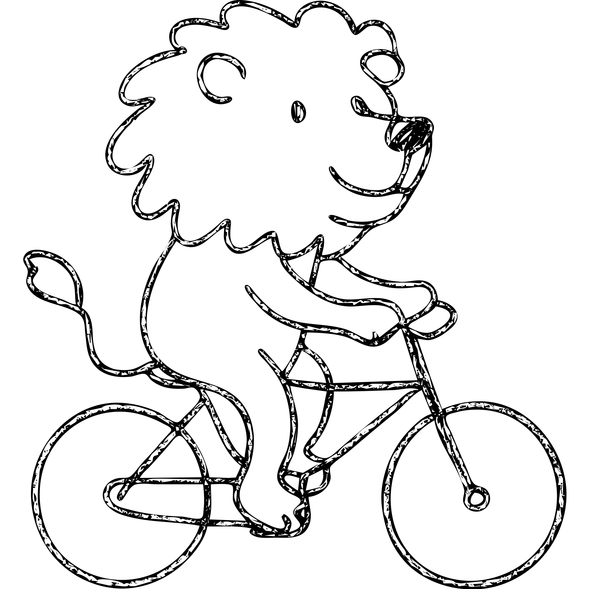 lion on a bike, hand-drawn outlined icon emoji