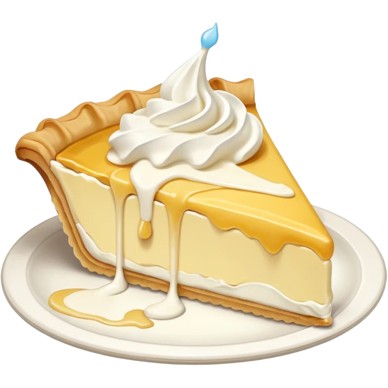 Slice of pale yellow pie with whipped cream melting and dripping off of it emoji