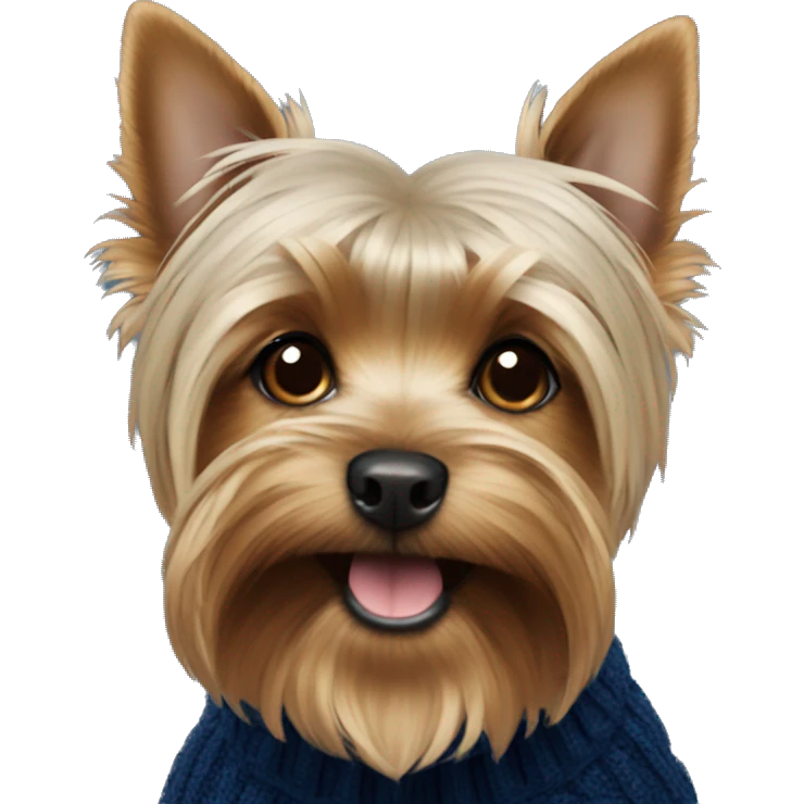 Yorkshire Terrier with a dark blue sweater emoji