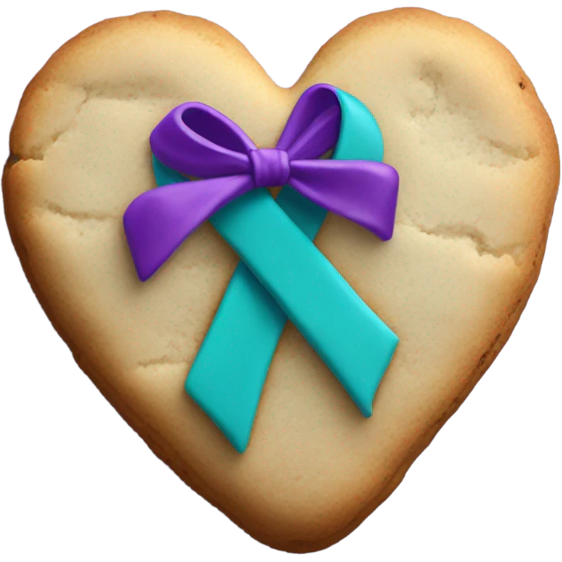 Purple teal Suicide awareness ribbon on heart cookie emoji