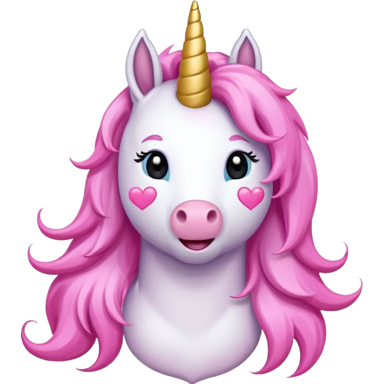 Unicorn with pink hearts emoji