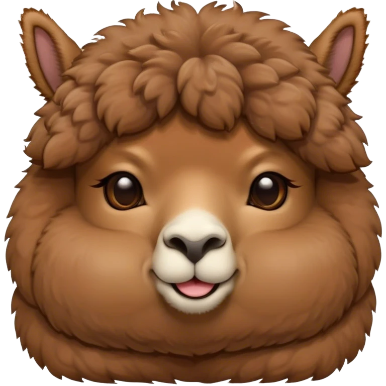 Meme-Worthy Cute Sleeping Brown Alpaca Portrait Emoji, Head resting peacefully with a contented smile, showcasing a delightfully sturdy build and a luxuriously soft brown fleece, eyes shut in a serene nap, Simplified yet hilariously adorable features, highly detailed, glowing with a soft, drowsy light, high shine, relaxed and utterly lovable, stylized with an air of playful laziness, bright and heartwarming, soft glowing outline, capturing the essence of a comically sleepy alpaca, so meme-worthy it feels like it could instantly become the next viral sensation of adorable slumber! emoji