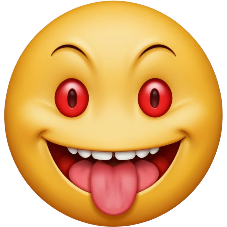 Insane smiley face who’s greedy and has red tired eyes evil with tongue out  emoji