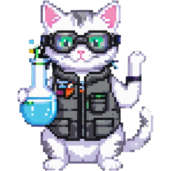 cat scientist with goggles and beaker emoji