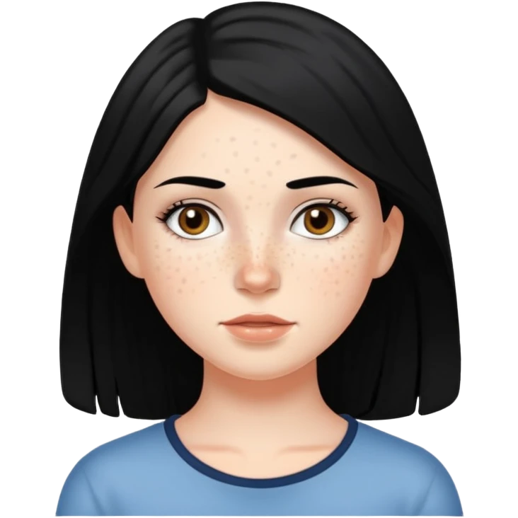 White girl with freckles and black hair emoji