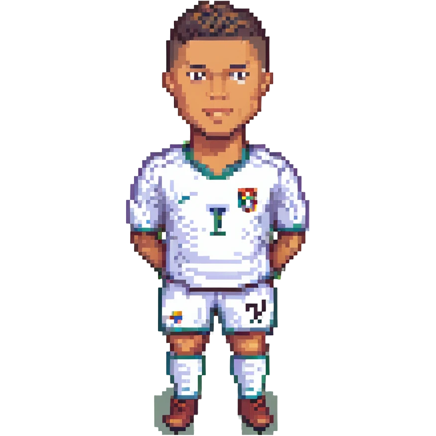 Ronaldo, pixel art style, footballer, iconic pose emoji