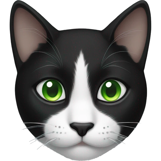 Black an white cat with Green eyes emoji