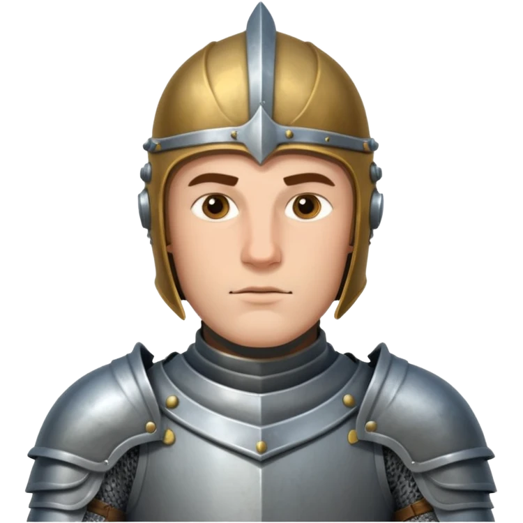 Hazme el emoji de un caballero medieval con actitud muy masculina en diversos estados de animos de los caballeros teutonicos pensativo tocandose la barbilla emoji