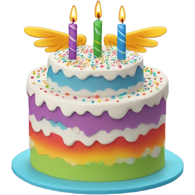 Smiling Birthday cake with big wings  emoji