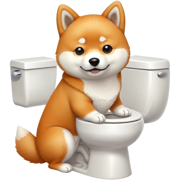 A Shiba Inu sitting on the toilet emoji