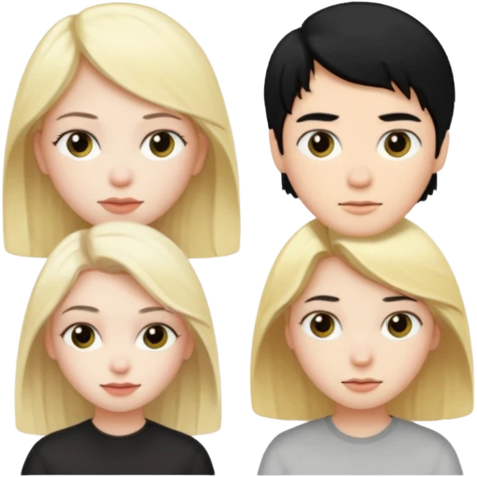 A black hair girl a blonde girl and a blonde boy emoji