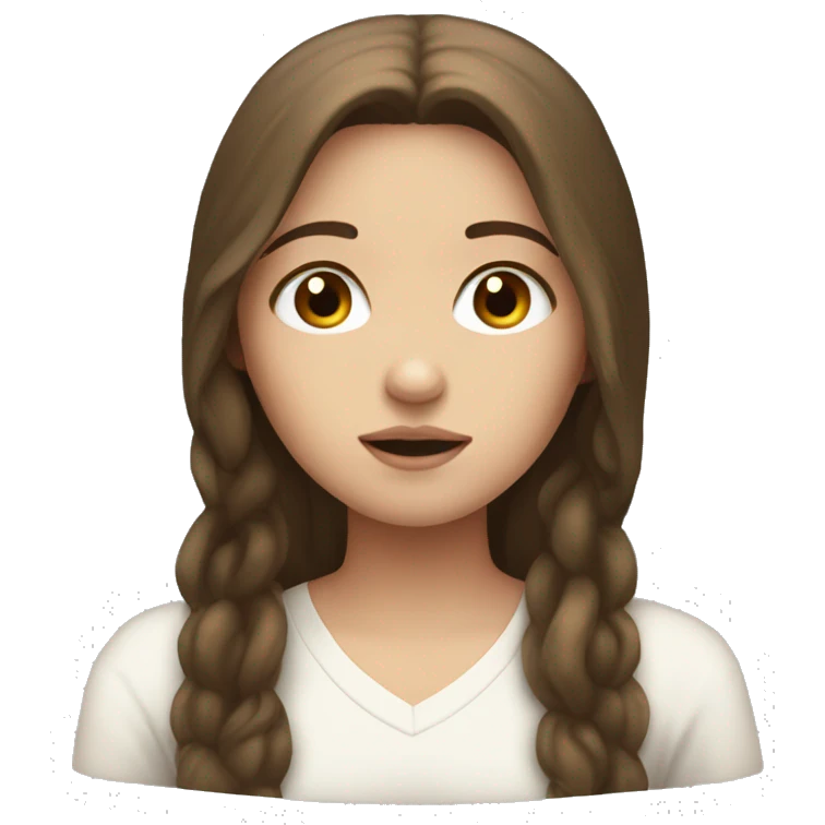a white girl with brunette hair and hazel eyes praying emoji