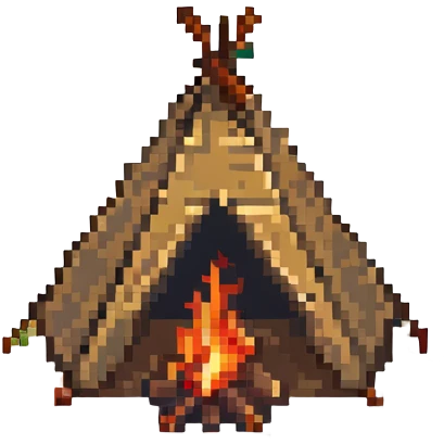 campfire next to a tent at night emoji