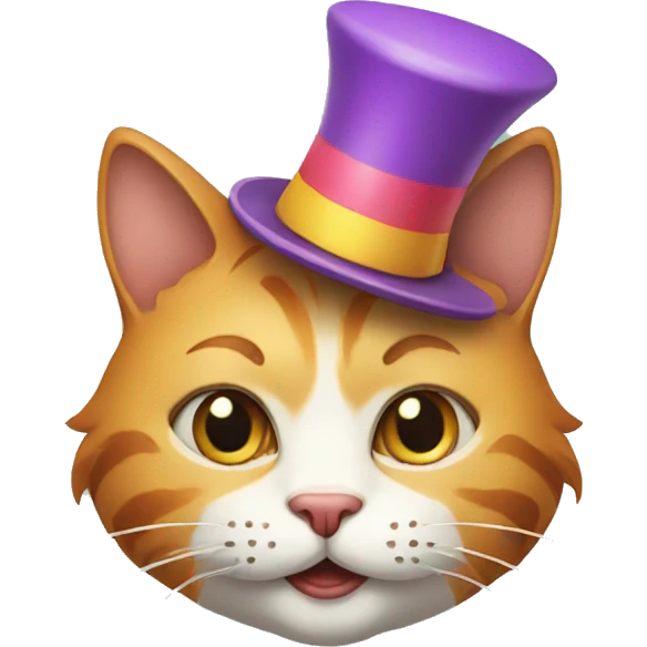 cat with clown hat emoji