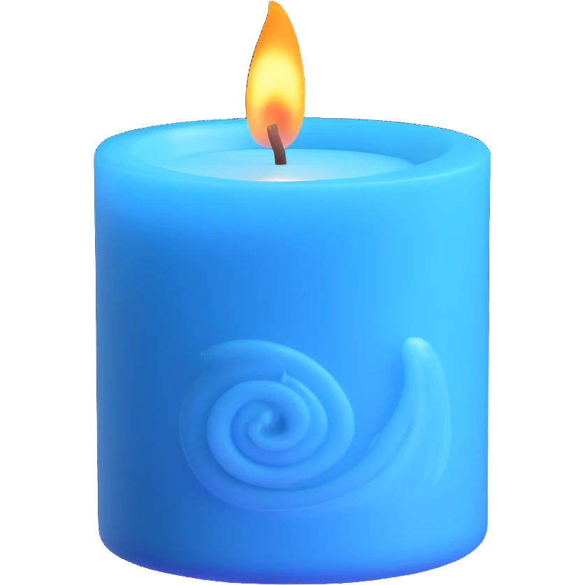 sky blue scented candle with a gentle swirl of scented vapor above emoji
