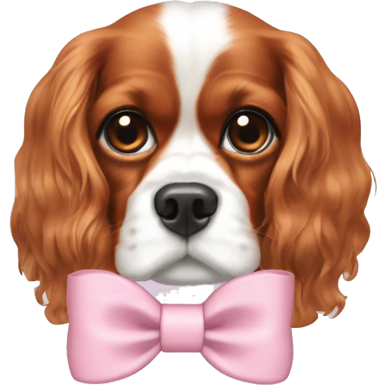 Light pink bow on Cavalier King Charles Spaniel  dog head emoji