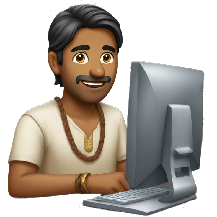 indian guy using computer emoji