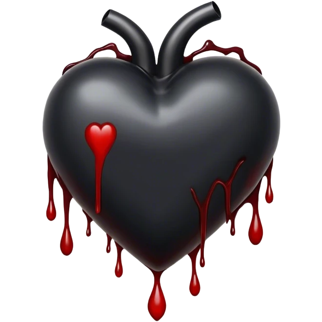o inima neagra full care curge un fel de sange negru din ea animata emoji