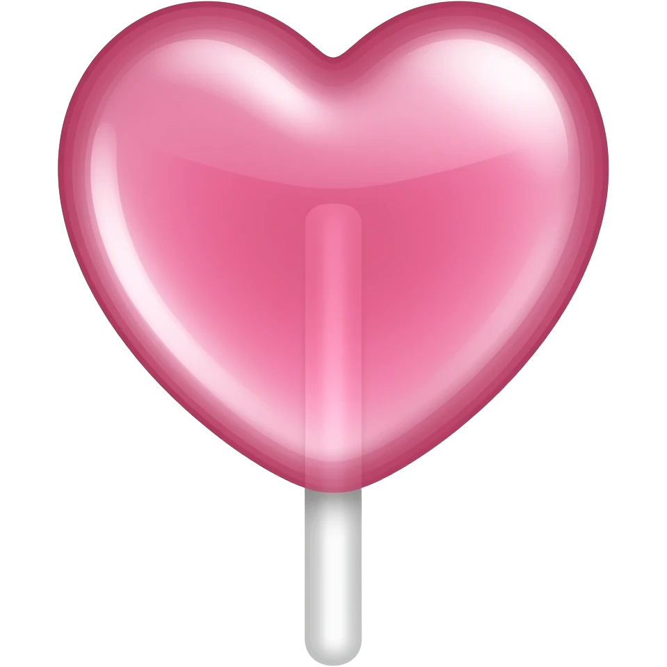 Heart shaped clear pink lollipop with white large stick emoji