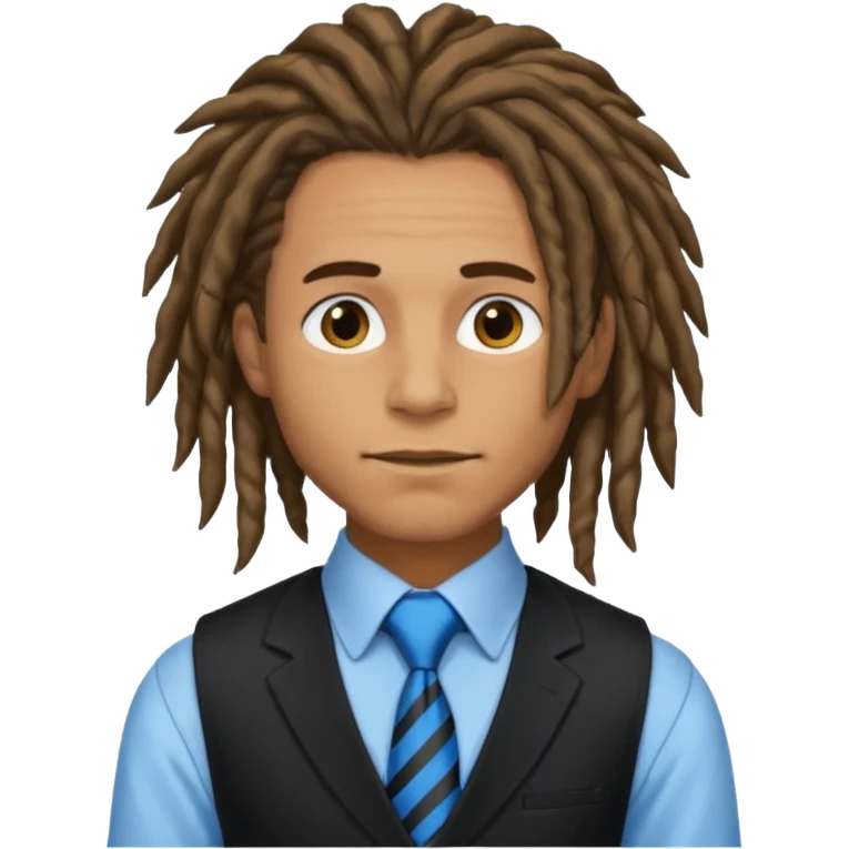 man in vest with blue tie, dreadlock hair emoji