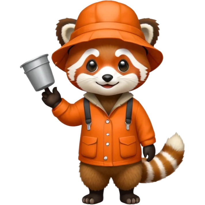 red panda wearing bucket hat, full body emoji