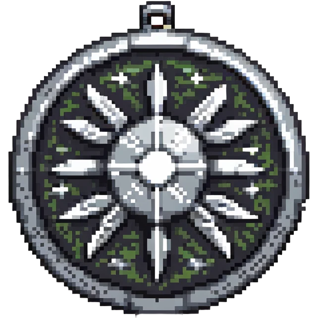 Black digital bomb with shuriken or ninja star ornament on top, round bomb body with silver highlights and details, sleek ninja-inspired design, pixel art style emoji