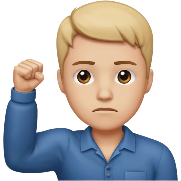 😔 use this emoji but make him have an arm up with a fist emoji