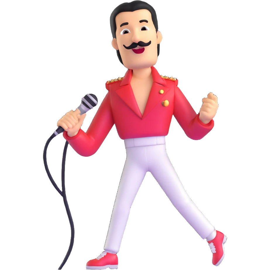 Freddie Mercury singing with microphone emoji
