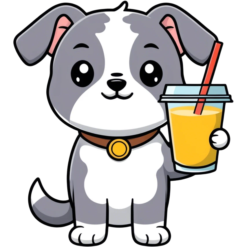 Dog with boba  emoji