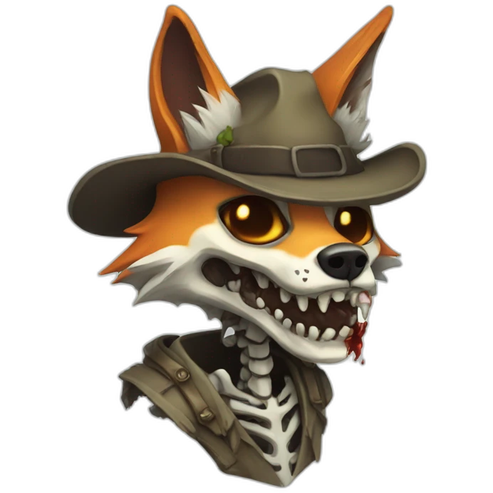 Zombie skeleton fox emoji