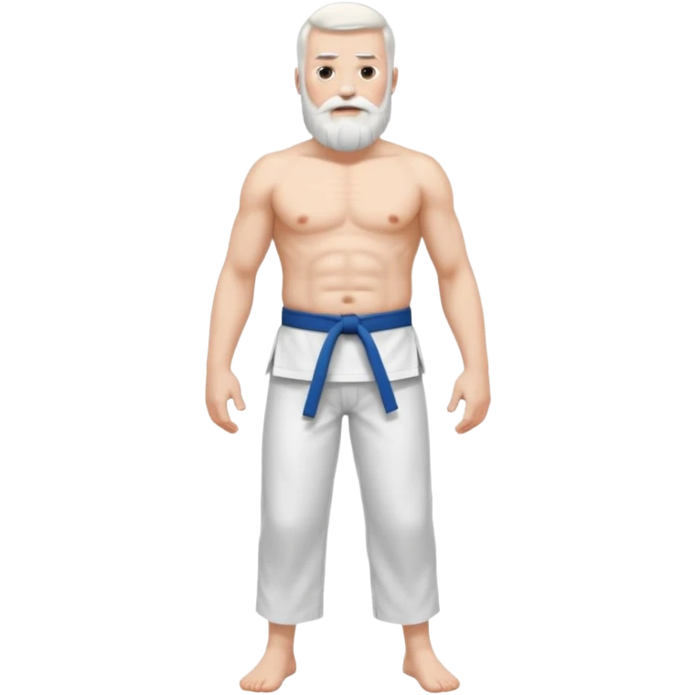 giant fit 6ft tall man shirtless with white skin beard wearing karate white pants emoji